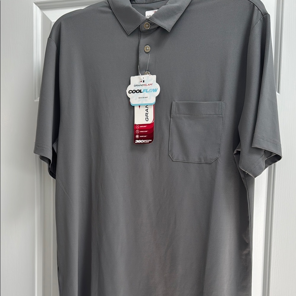 Grand Slam Gray Polo Shirt Classic Knit Short Sleeve